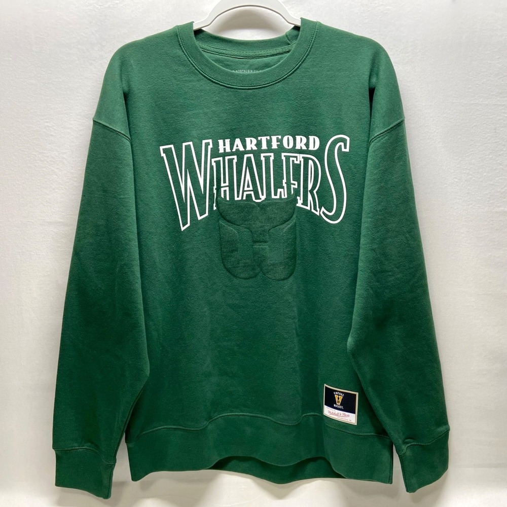 Hartford Whalers NHL Sweatshirt Large Green Crew Double Header Hockey M&N NWOT